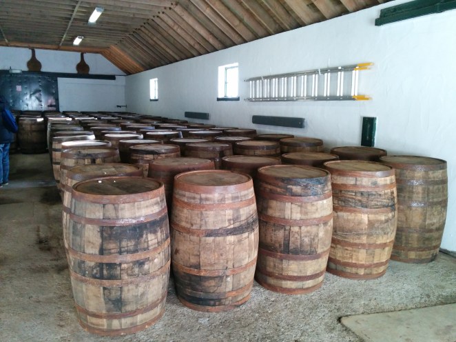 The barrel filling station at Laphroaig contains a variety of different casks varying origins.
