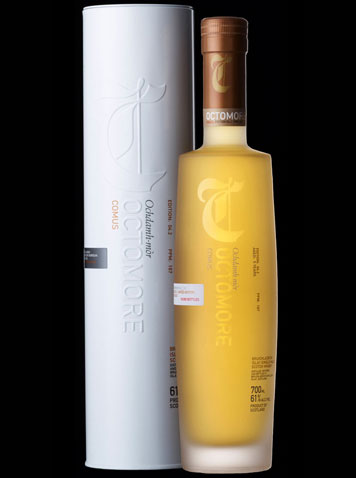 Octomore 4.2 Comus - At one time the peatiest whisky available at 167 ppm phenol.