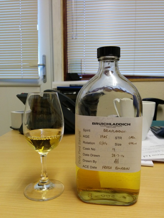The whisky sample and the bottle it came from.