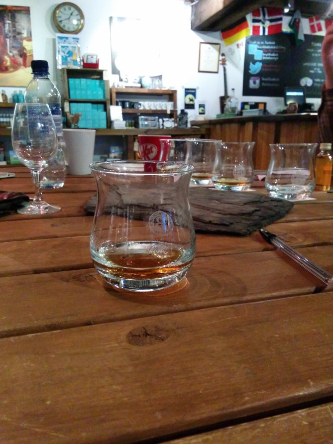 The four drams which made up the Cuvee Quiz, with the Black Art Edition 4.1 in the foreground.